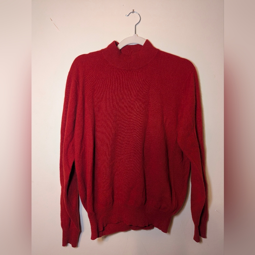 Vintage Deep Red Mongolian Cashmere Turtleneck Sweater
